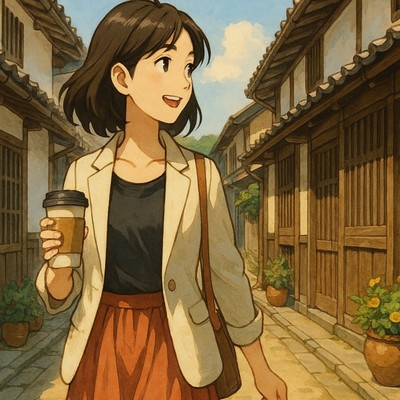 格子戸と陽だまりの道 - LoFi Hip Hop 鳥取の初夏散歩、風と時間の音色、ジプシージャズ作業用BGM/Lo-Fi Yukari
