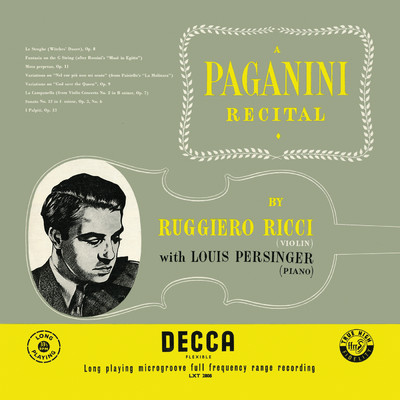 シングル/Paganini: ロッシーニの《タンクレディ》のアリア〈こんなに胸さわぎが〉による序奏と変奏曲 作品13 - ロッシーニの《タンクレディ》のアリア〈こんなに胸さわぎが〉による序奏と変奏曲 作品13/ルッジェーロ・リッチ／Louis Persinger