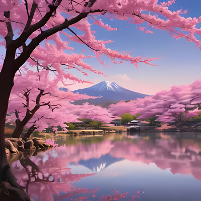 Mount Fuji and cherry blossoms/KCNX