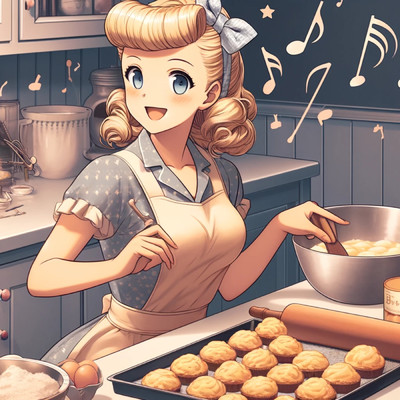 Have fun making sweets while listening to jazz/Kuma