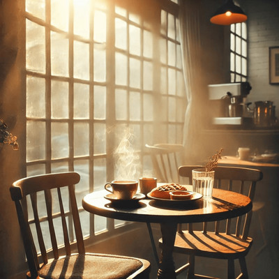 A Quiet Cafe Breakfast in Morning Light with the Aroma of Coffee/akanekotone