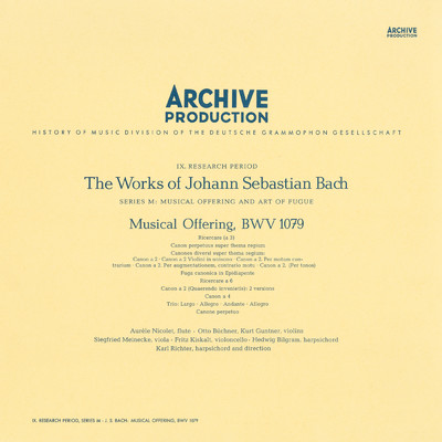 J.S. Bach: Musical Offering, BWV 1079 - Canon a 2 per motum contrarium/Kurt Guntner／Otto Buchner／Siegfried Meinecke