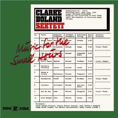 Music For The Small Hours/CLARKE-BOLAND SEXTETT