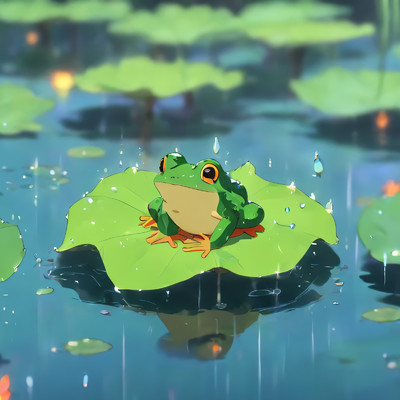 Frogs croak softly in the gentle rain/Yanagi